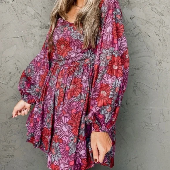 NWT Ruthie Grace Olivaceous Chasing Sunsets Babydoll Floral Autumn Dress - Picture 2 of 13